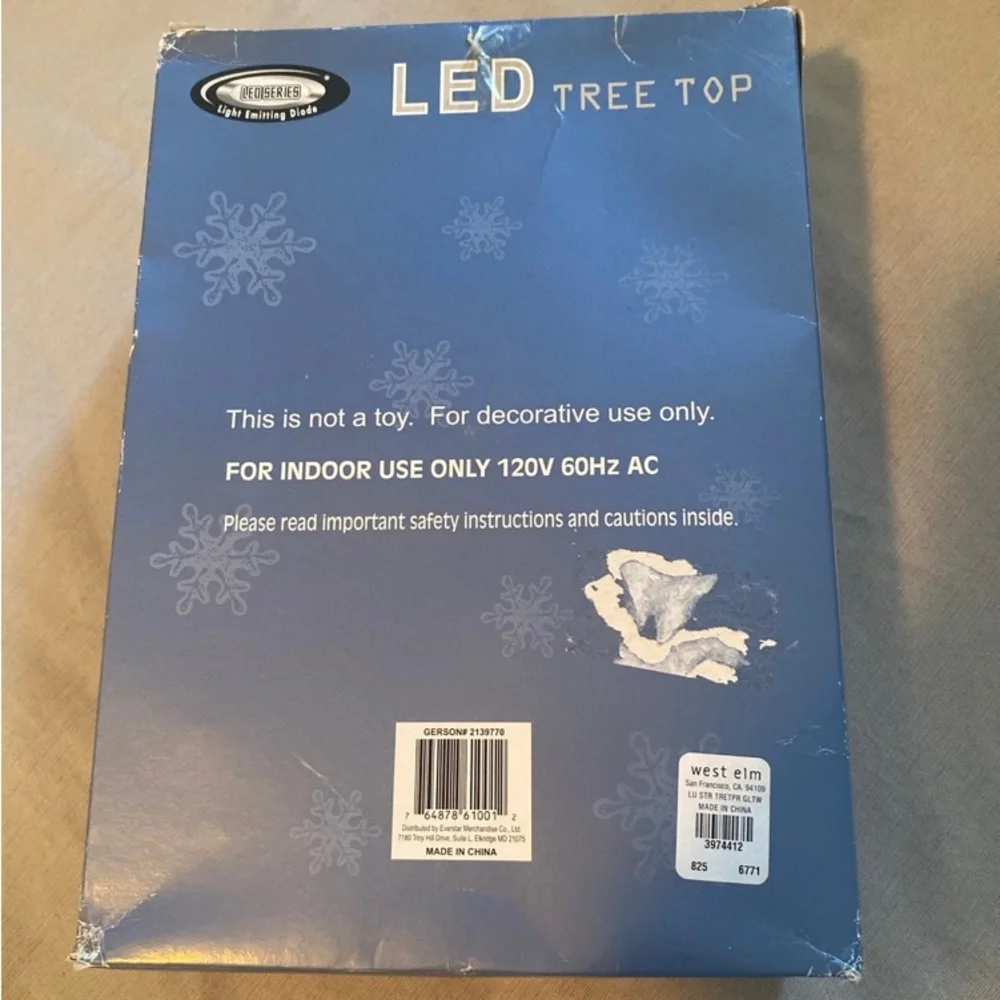 LED West Elm Christmas tree topper Star New